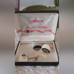 Vtg Retro, "ANSON" Cufflinks and Tie Pin